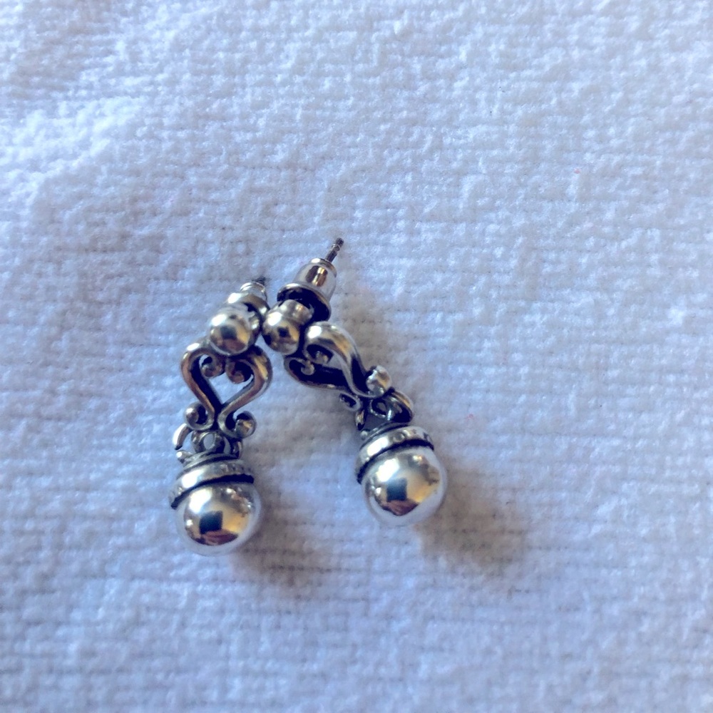 Brighton silver drop filigree earrings